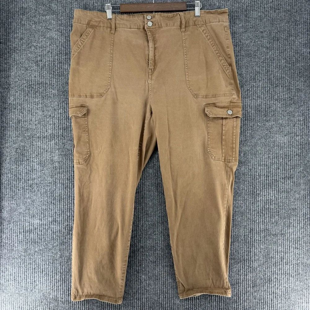 Terra & Sky cargo pants brown khaki womens 24W 2X 3X skater grunge y2k plus size